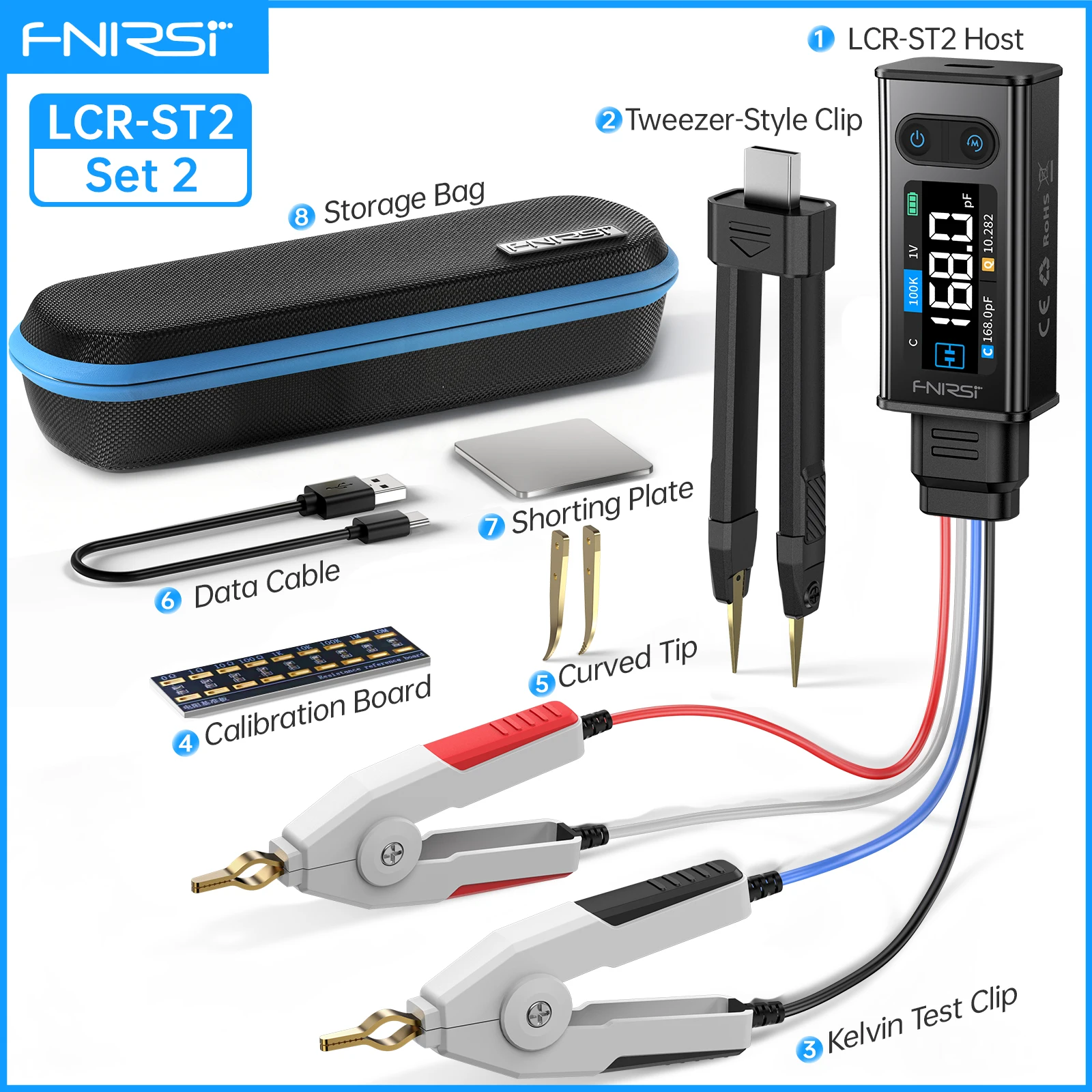 FNIRSI LCR-ST2 Smart Tweezer SMD ESR Tester High Accuracy LCR Diode Multi-Frequency 100Hz-100kHz Fine Measurement 2Mode Display image 3