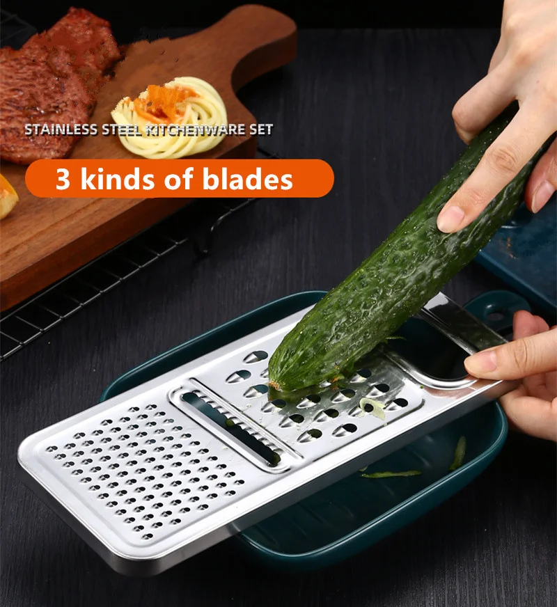 3 In 1 Multifunctional Grater Stainless Steel Vegetables Potato Cucumber Shredders Slicers Fruit Peeler Innovation Kitchen Tools