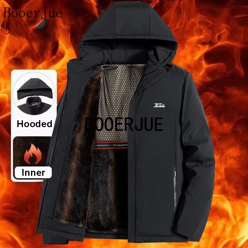 Graphene Warm Winter Coat Men Hooded Jacket Fleece Lining Windproof Waterproof Camping Climbing Running Hiking Outdoor Sports