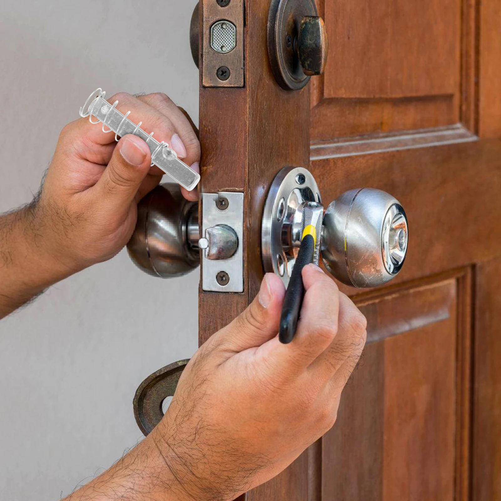 

2Pcs Square Steel Door Lock Accessories Durable Stainless Steel Mechanical Lock HardwareVintage Door Knob Replacement Parts Long