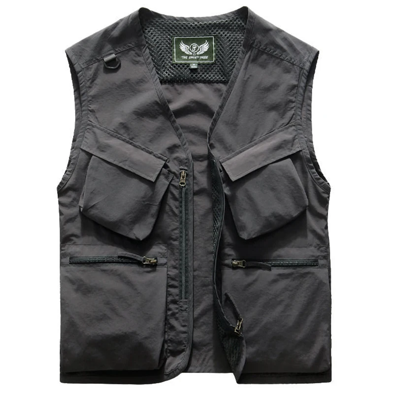 New Arrived 2023 Summer Vests Mens US Plus Size 6XL Outdoor Multi-pocket Ultra-light Khaki Fishing Hiking Safari Cargo Waistcoat