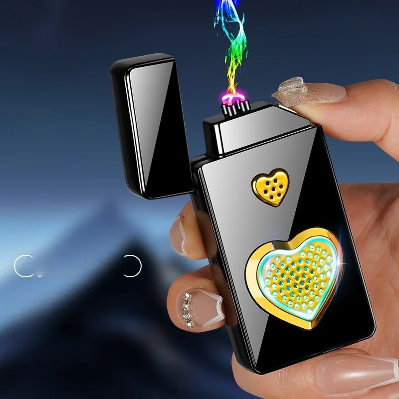 Heart Shaped Electric Lighter, USB Rechargeable Plasma Lighter with LED Light, Novelty Lighter for Women & Gifts