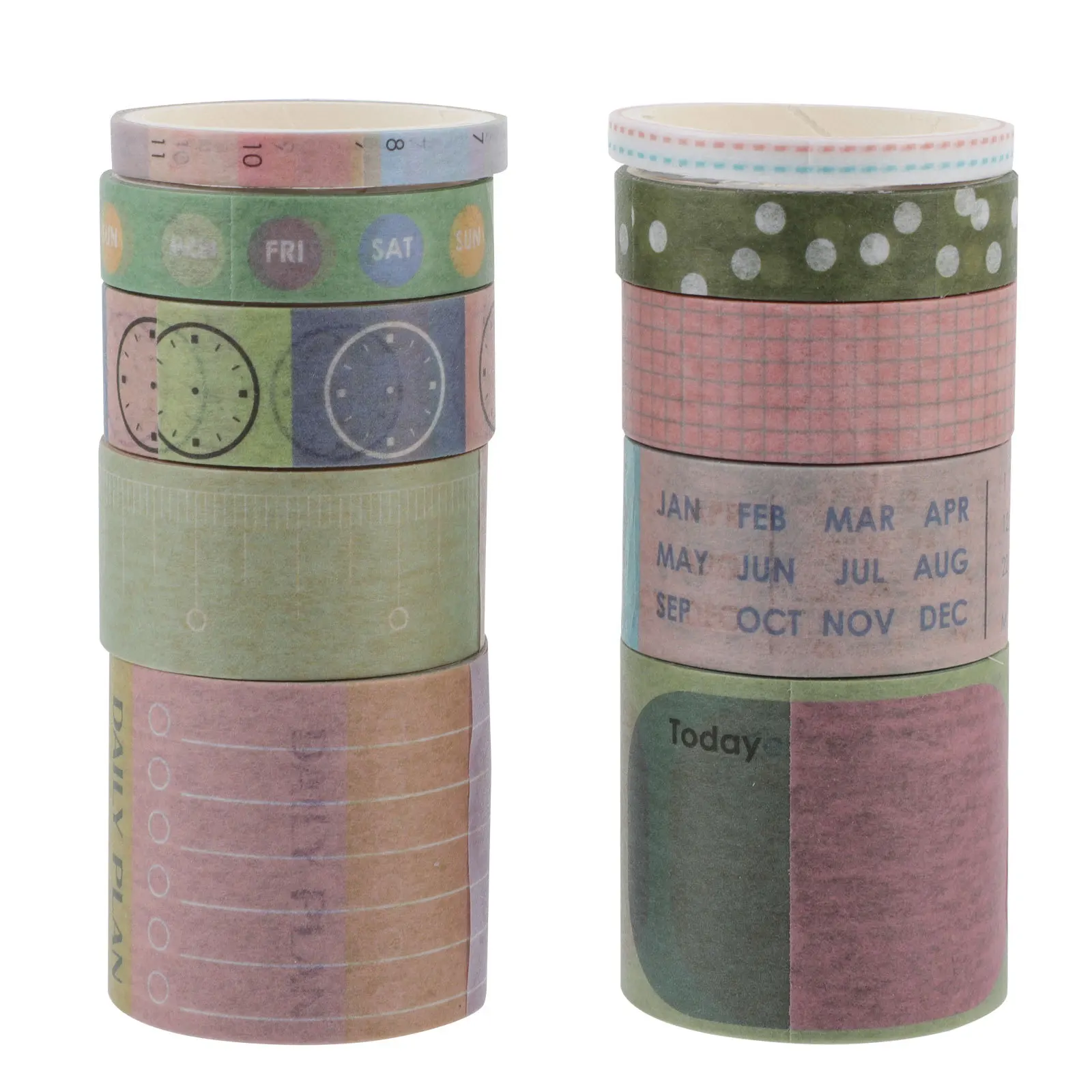 10 Rolls DIY Calendar Tape Set Colorful Month Label Paper Tapes for Planner Journal Scrapbooking Organization Tools
