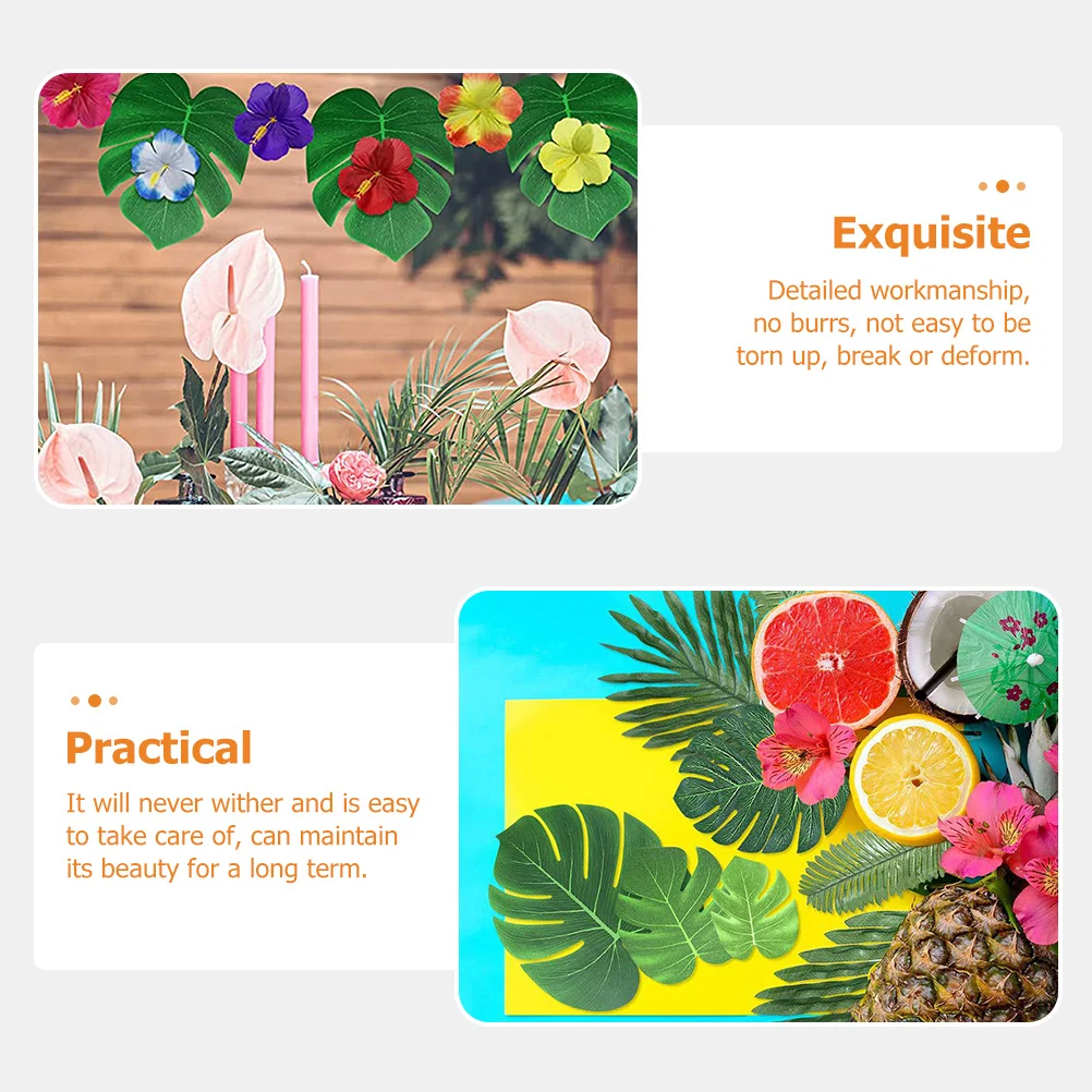 

66Pcs Artificial Monstera Leaves Tropical Decor Home Restaurant Fake Leaves Hawaii Theme Simulation Monstera Props
