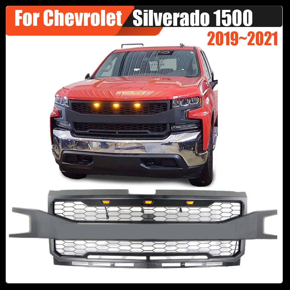 

Modified Front Bumper Grill Exterior Racing Grills Grille Trims Meshes Grill Covers For Chevrolet Silverado 1500 2019~2021