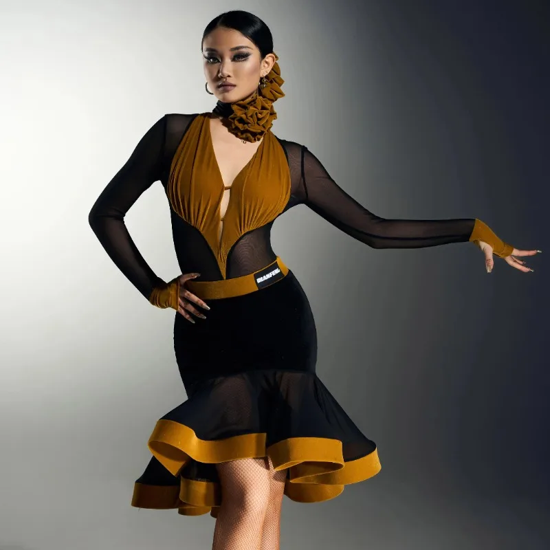 Sukienka do tańca latynoamerykańskiego na zamówienie, zestaw z dopasowaniem kolorów, suknie wieczorowe damskie, sukienki konkursowe do tańca towarzyskiego, платьебахрома