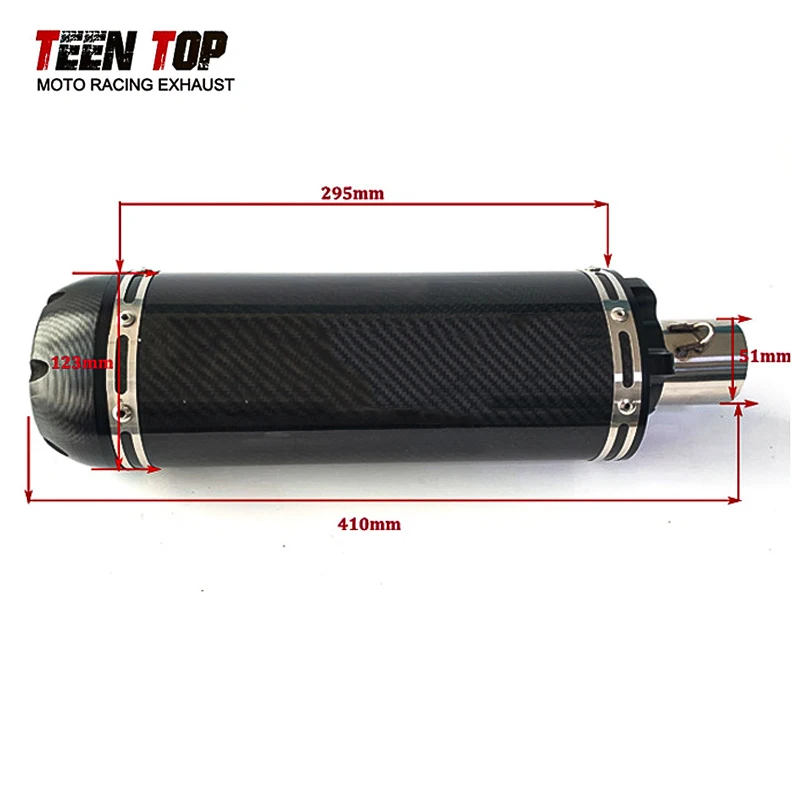51mm Universal Motorcycle Muffler For BENELLI TNT600 BN600 502C TRK502X BJ500 Exhaust Muffler DB Killer Carbon Fiber Tailpipe