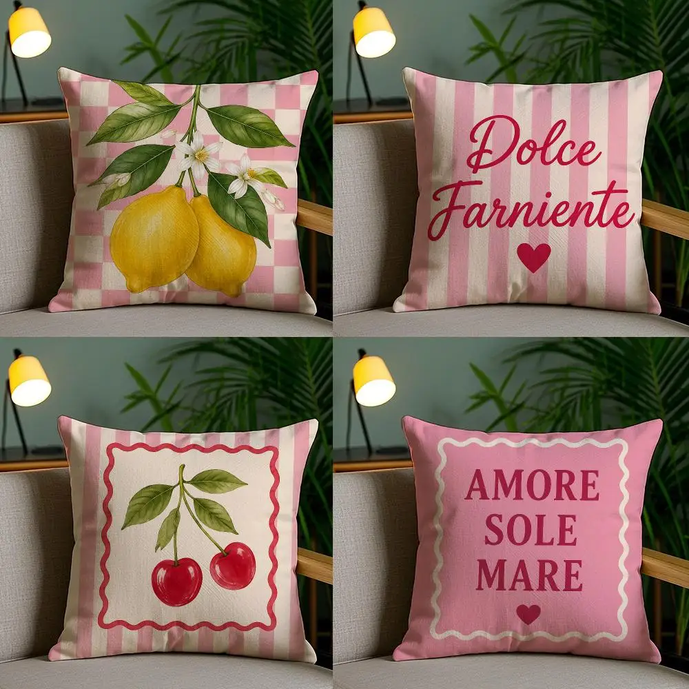 4PC Italian Vintage Girlish Style Cushion Cover Soft Plush Double-Sided Print Pillow Case Home Decor for Sofa Living Room Gift