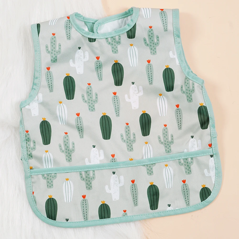 Happyflute Waterproof Bib With Cute Printing Sleeveless Art Smock Feeding Bib Apron For Kids Accessories 0-3 Years