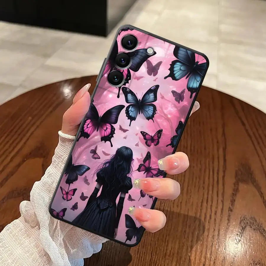 Butterfly Girl Case for Samsung Galaxy A30 A40 A04 A01 A02 Note 20 Ultra 9 10 A50 A70 A06 A10 A20 A05 A03 Soft Back Phone Cover