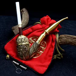 New Brass Vintage Tobacco Smoking Pipe Cigarette Holder Filter Handicraft Gift