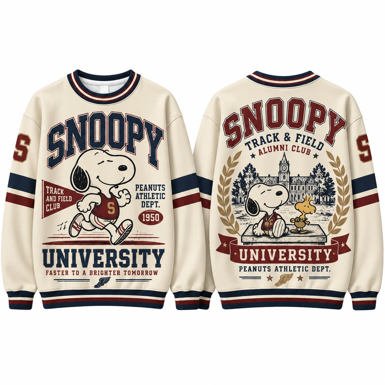 Snoopy Peanuts Crewneck Sweatshirt Men Women Vintage Campus Pullover Long Sleeve Cartoon Streetwear Tops Kids Clothes