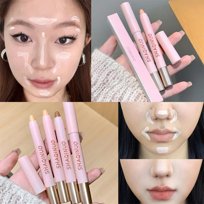 تسليط الضوء على عصا برونزر ماتي الأبيض البني الوجه اشراق تشكيل المخفي قلم رصاص مصحح الأنف الظل الكنتوري مستحضرات التجميل