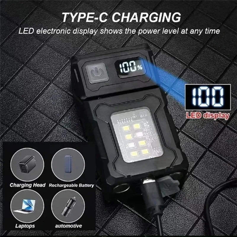 ABPP-MINI USB Senter LED Isi Ulang Senter Magnet Ekor Portabel Lampu Darurat COB Samping Lentera Berkemah Terang