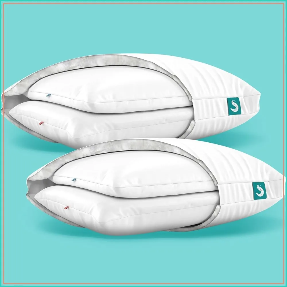 Cooling Bed Pillows 2 Pack Queen Size with Removable Washable Cover