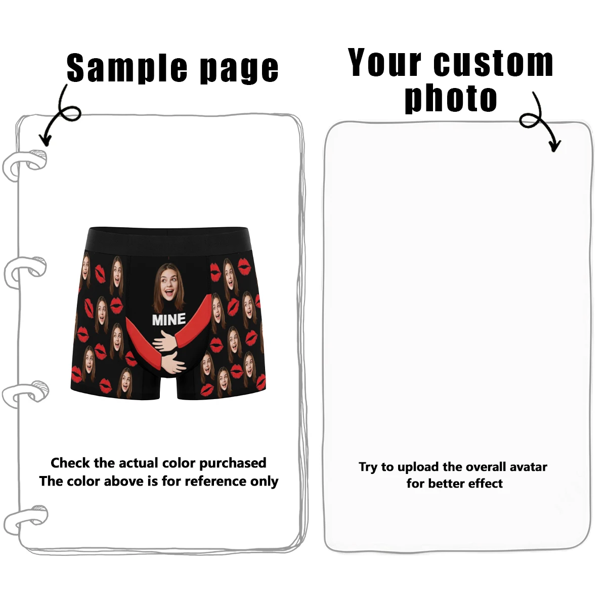 Bóxers Personalizados para el Día de San Valentín para Hombres, Ropa Interior Masculina Personalizada, Calzoncillos Bóxer con Caras Divertidas, Regalo para Novio o Esposo