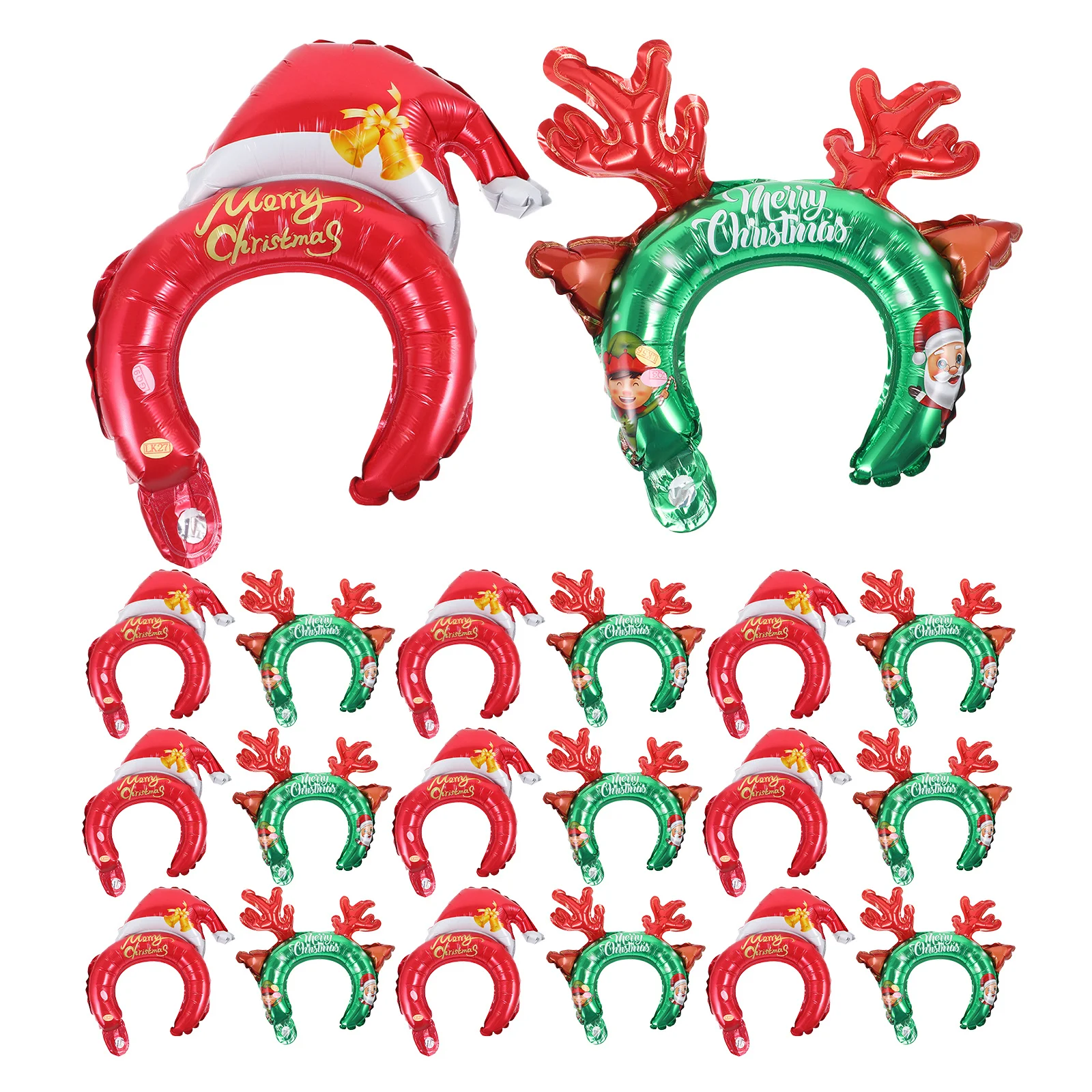 

20Pcs Inflatable Christmas Party Hairbands Cartoon Balloon Headbands Photo Props Decorative Accessories Mini Balloons