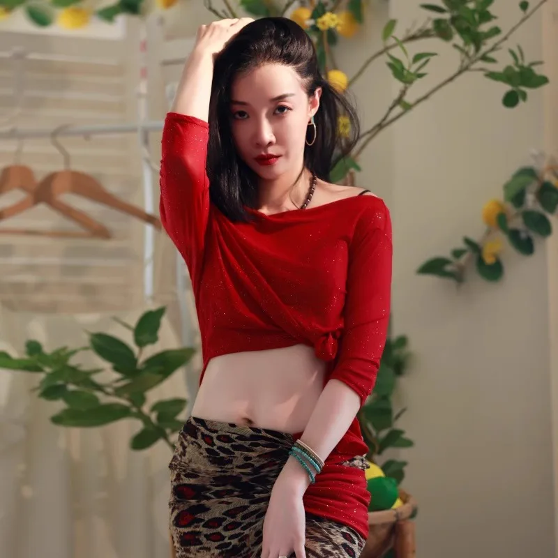 ที่กําหนดเอง Belly Dance เครื่องแต่งกาย Oriental Dance หรูหราฝึกเสื้อผ้า Limited Edition ชุดเดี่ยวแยกกระโปรงตาข่าย