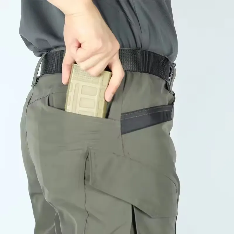 야외 여름 전술 바지 내마모성 작업복 바지 멀티 포켓 카고 바지 경량 사냥 훈련 캐주얼 조깅