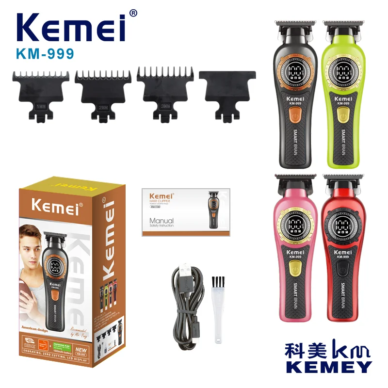 

Kemei 999Electric Hair Cut Machine Digital Display Hair Clipper Professional Cordless Precision Adjustment Trimmer Shaver Hair