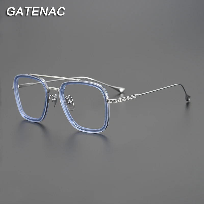 Vintage Titanium Eyeglasses Frame Men Pilot Prescription Myopia Optical Acetate Glasses Frame Women Retro Luxury Brand Eyewear