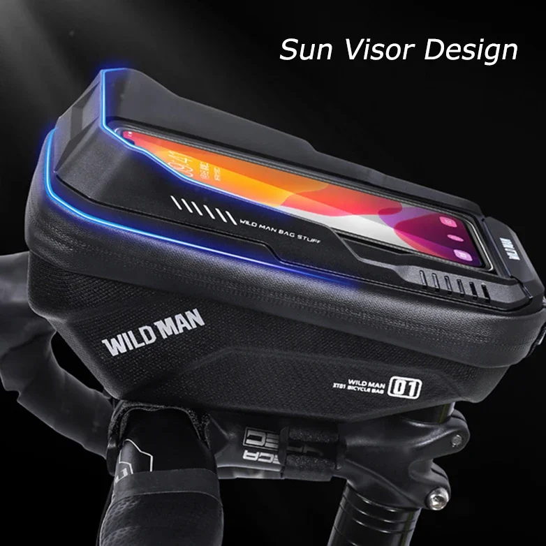 WILD MAN Rainproof Bike Bag Front Bicycle Handlebar Bag Touch Screen Cycling Phone Bag 7.0 Inch Phone Case Mtb Accessories