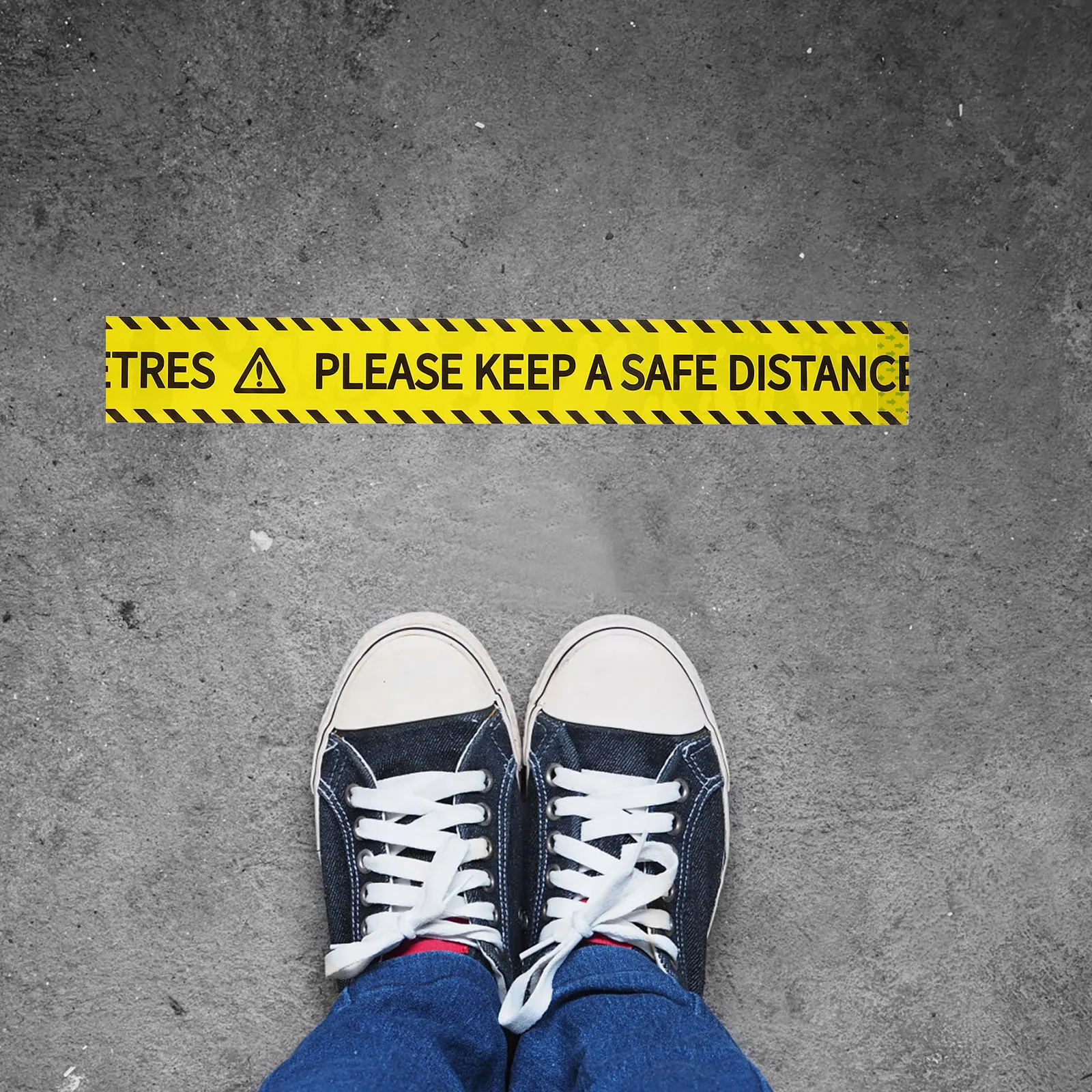 

25 Meters Yellow Caution Tape Safe Distance Warning Decal Adhesive Sticker For Construction And Factory Safety Sign