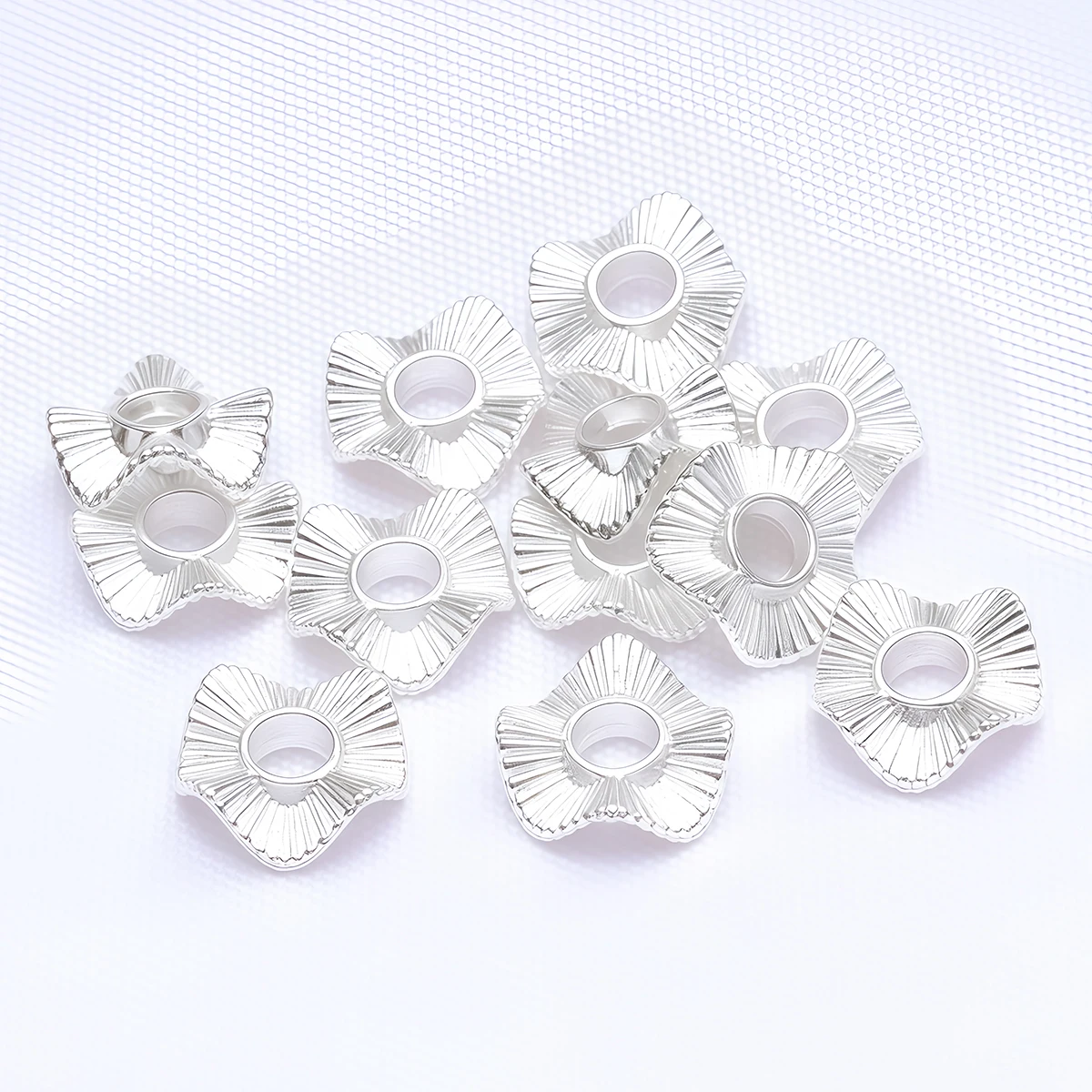 20/30 Stück Flache Runde Metall-Abstandsperlen Barocke Wellenperlen Vergoldet 4-10mm für Halsketten, Ohrringe, Armbänder, Schmuckzubehör – Detail 8