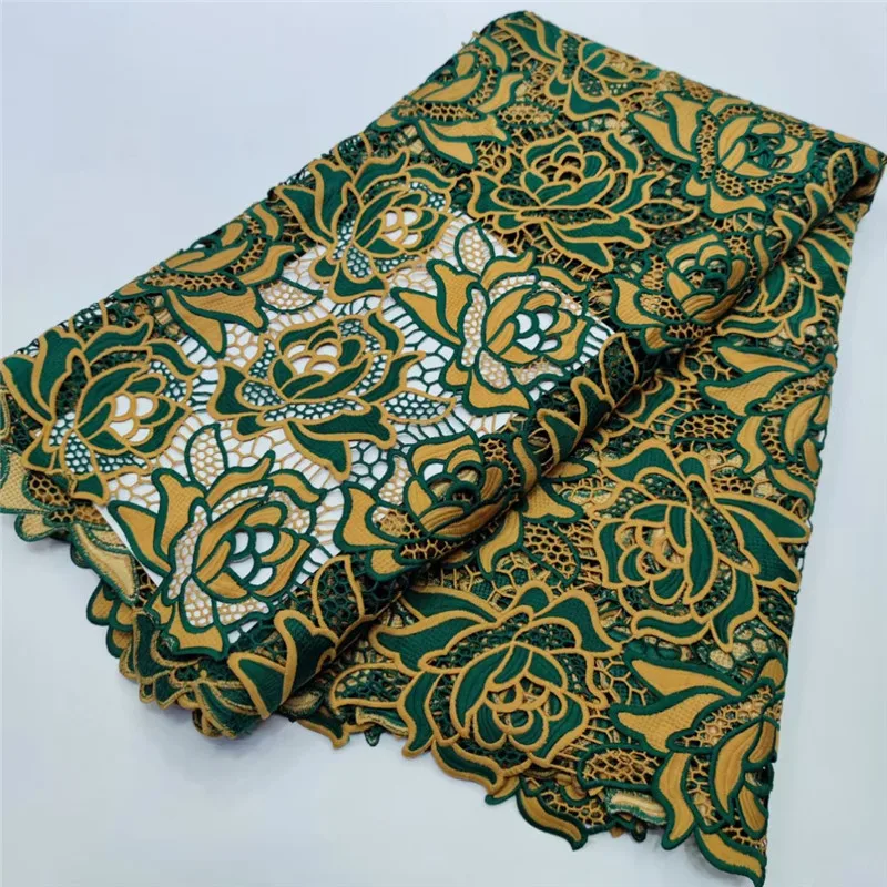 

5 Yards African Lace Fabric 2023 High Quality Sequin Mesh Embroidery French Wedding Water Soluble Lace Fabric For Sewing Clothes