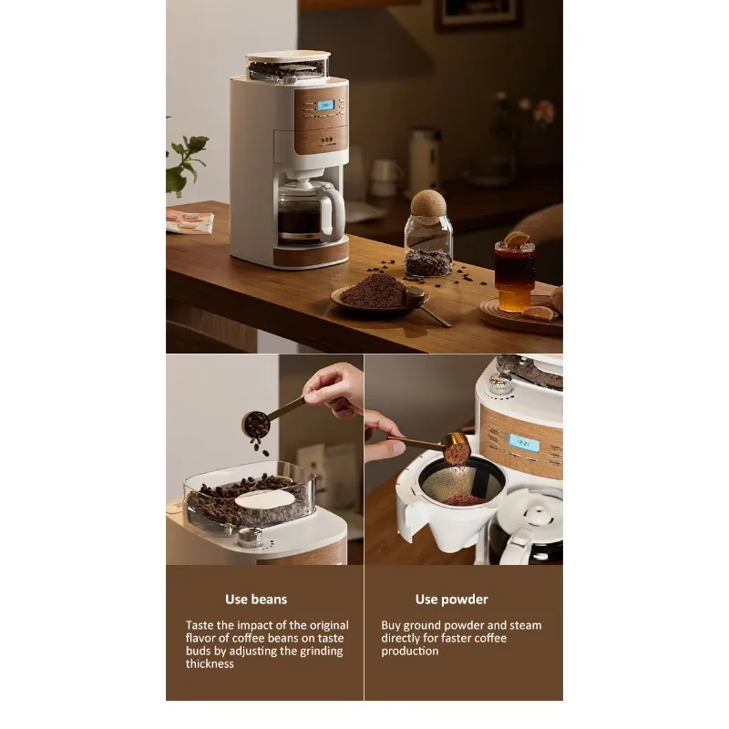 Stainless Steel Automatic Coffee Machine, High Efficiency Fresh Ground Coffee Maker, Home Hotel Commercial Brewing Equipment