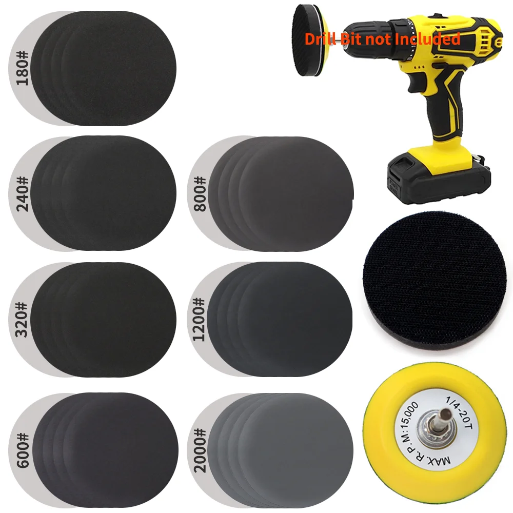 75mm Sandpaper 180-2000 Grit High Performance Heavy Duty Silicon Carbide Car Headlight Restoration Kit, Heavy Duty Lights Polish