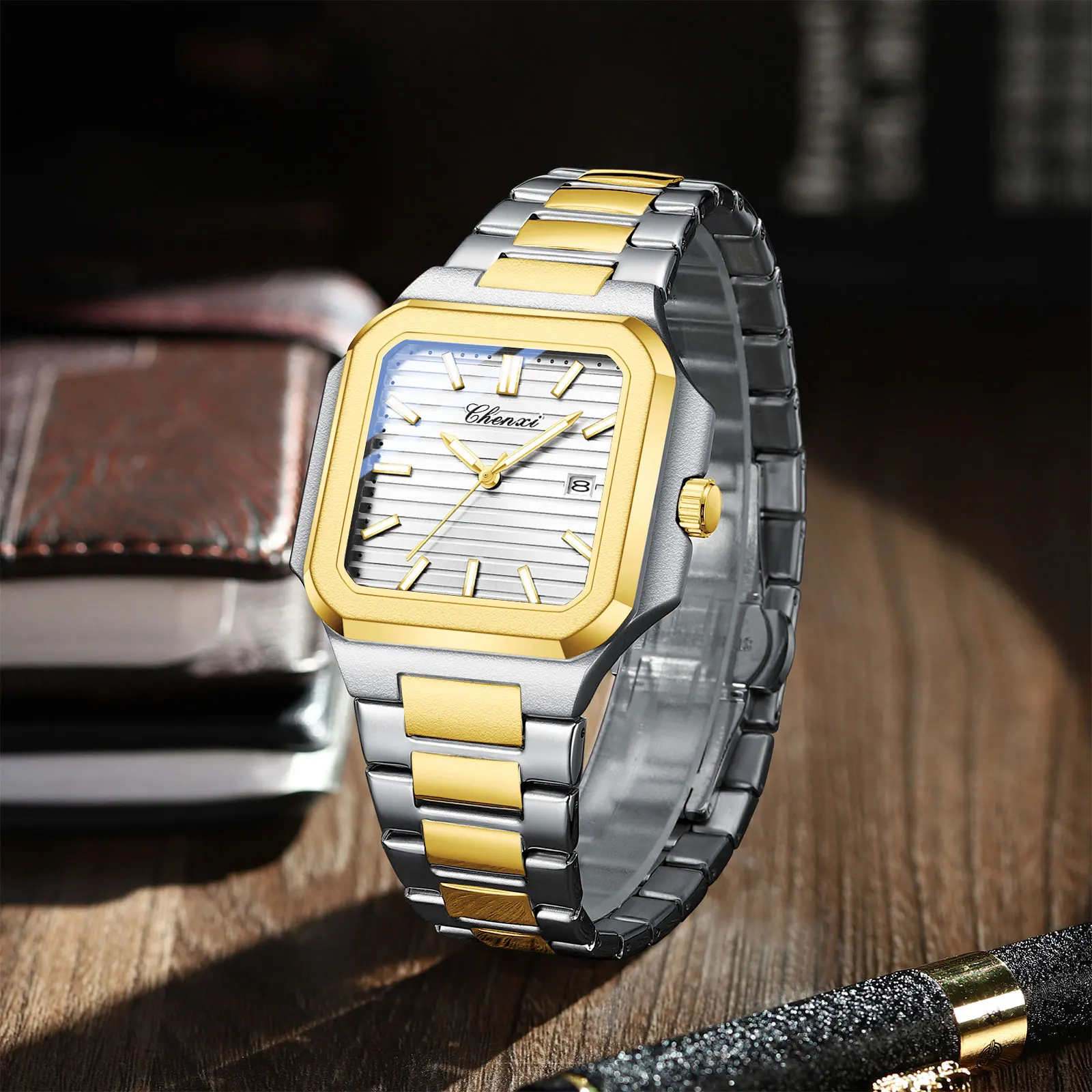2PCS Luxury Couples Watch High Quality Stainless Steel His Hers Watch Sets Original Brand Waterproof Luminous Date Wristwatch