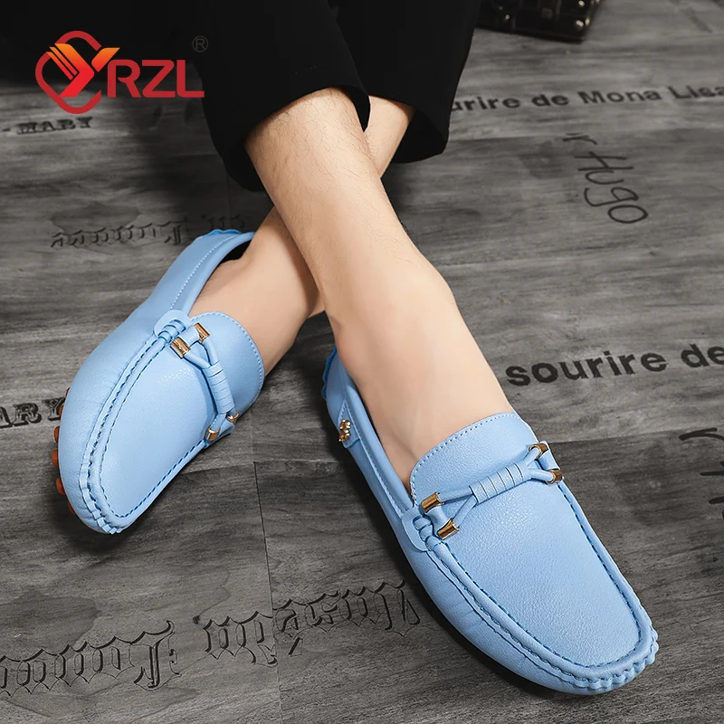 YRZL Loafers for Men 2024 New Handmade Moccasins Men Flats Casual Leather Shoes Luxury Comfy Mens Loafers Size 48 Shoes for Men