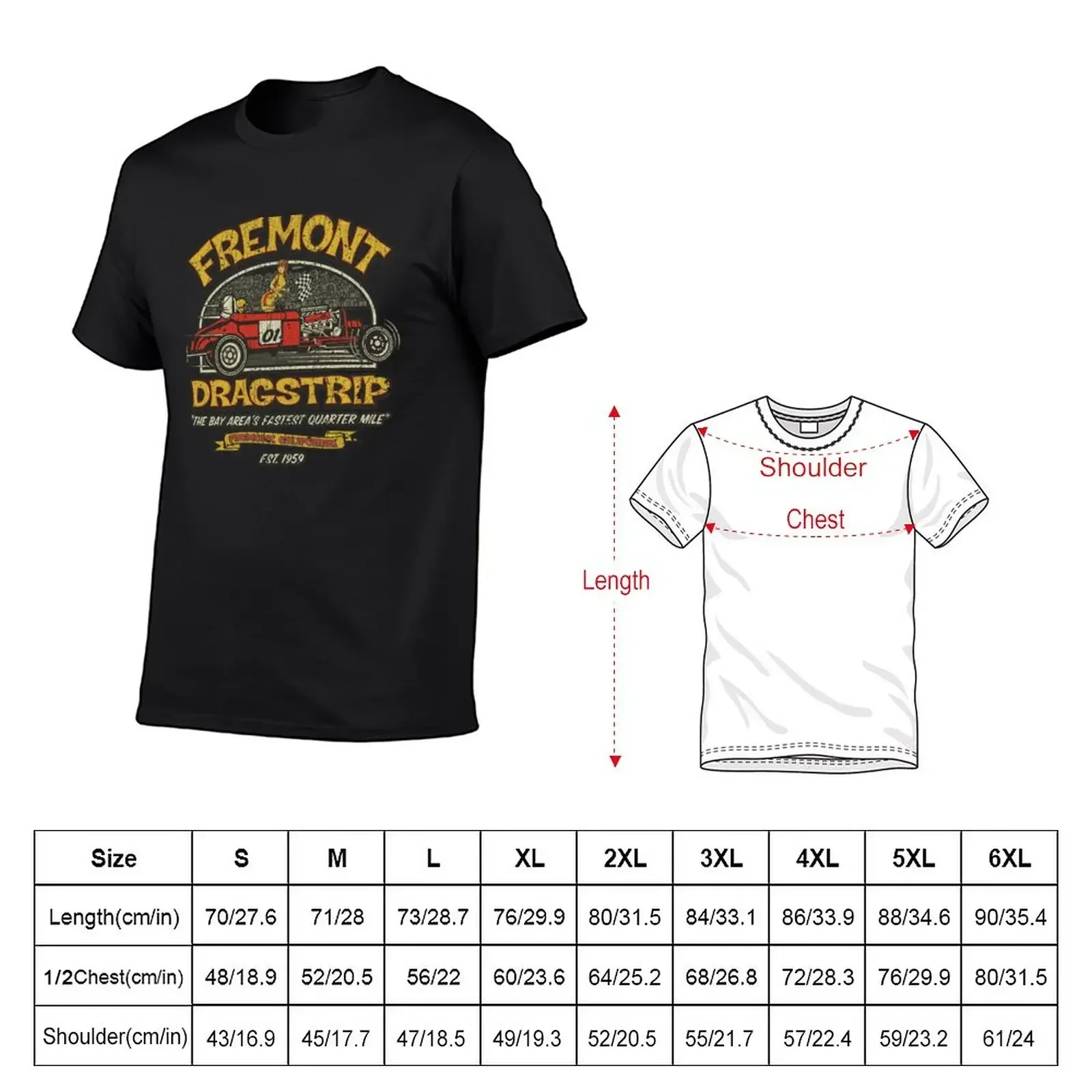 Fremont Dragstrip 남성용 1959 티셔츠, 헤비웨이트 무지 블랙 티셔츠, 미적 의류