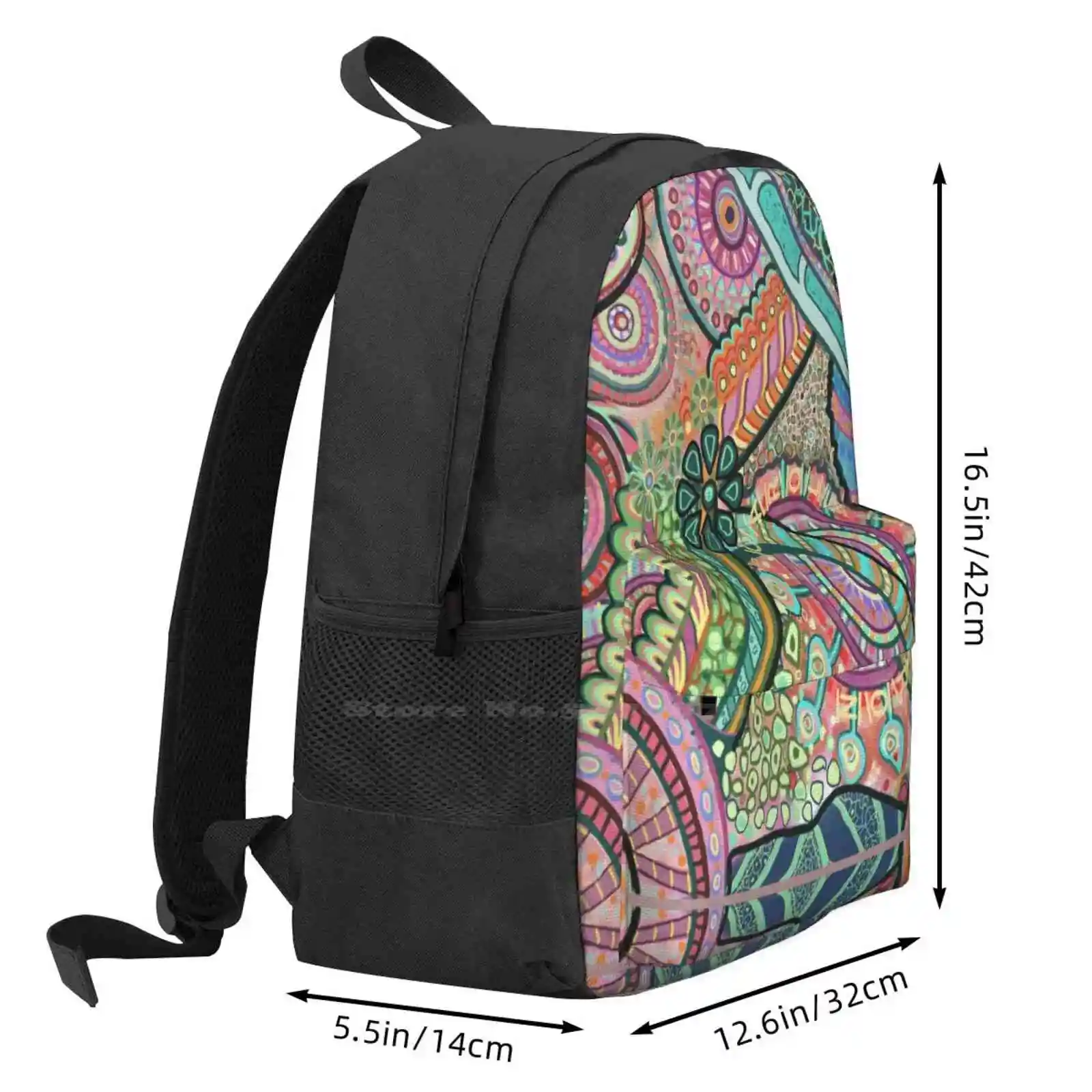 Indian Mandala Bohemian Pattern School Storage Bag Student's Backpack Mandala Ethnic Bohemian Indian Asian Red Green Blue