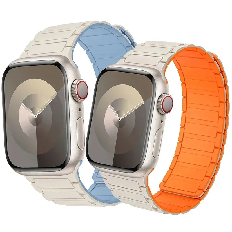 New Magnetic Loop for Apple Watch Bands 46/42/49/45/41/38mm Silicone Bracelet iWatch Series 10 9 8 7 6 5 4 3 ultra 2 strap
