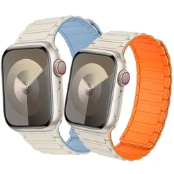 New Magnetic Loop for Apple Watch Bands 46/42/49/45/41/38mm Silicone Bracelet iWatch Series 10 9 8 7 6 5 4 3 ultra 2 strap