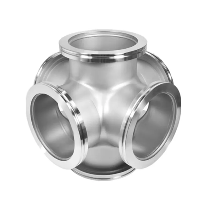 ISO200 6-Way Cross Adapter 304L SS HV Chamber Port Nut Bolt Flange