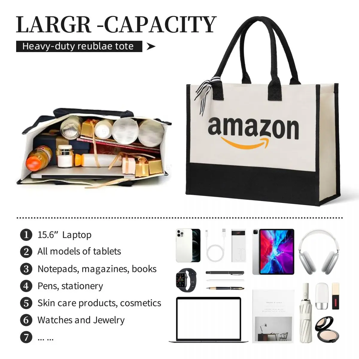 Sac à provisions en toile avec logo Amazon, sac de voyage, décoration de mariage, meilleur cadeau de mariage