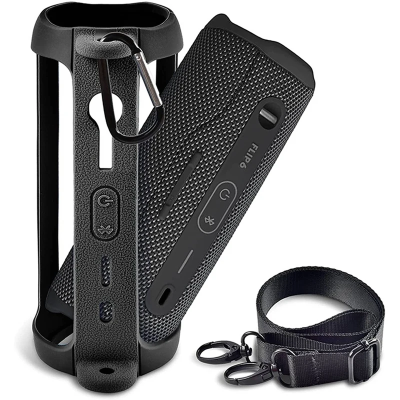 Sac de rangement audio pour JBL Flip 6, housse avec sangle initiée, mousqueton, sac de transport de protection, étui de voyage, 2 pièces