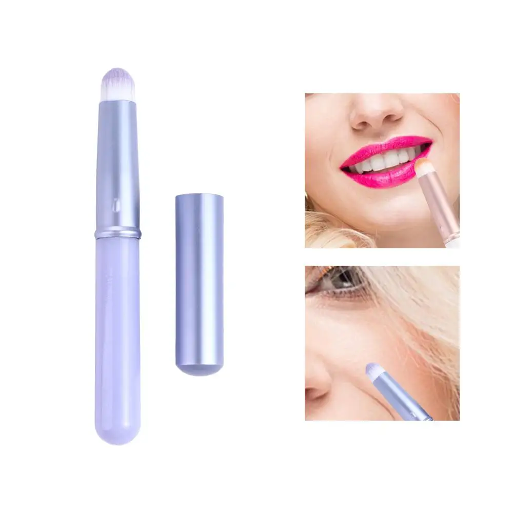 Portable Mini Lipstick Blending Makeup Brushes Concealer Lip Gloss Brush Round Head Lip Brush With Cover for Beauty Tools