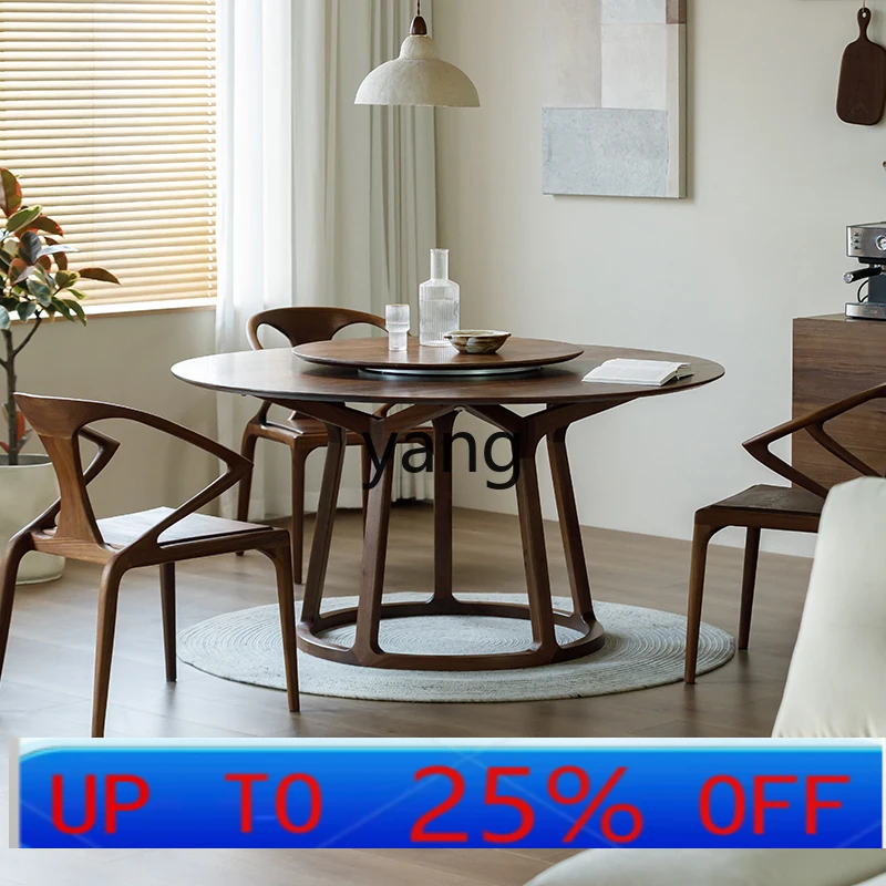 

LMBчерный обеденный стол из орехового дерева, круглый стол из цельного дерева, комбинированный стул, домашний обеденный стол, современный ресторан