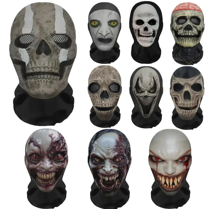 

Halloween Ghost Terror Mask Scary Skull Face Halloween Costume Party Props Horror Cosplay Masquerade Accessories for Adults