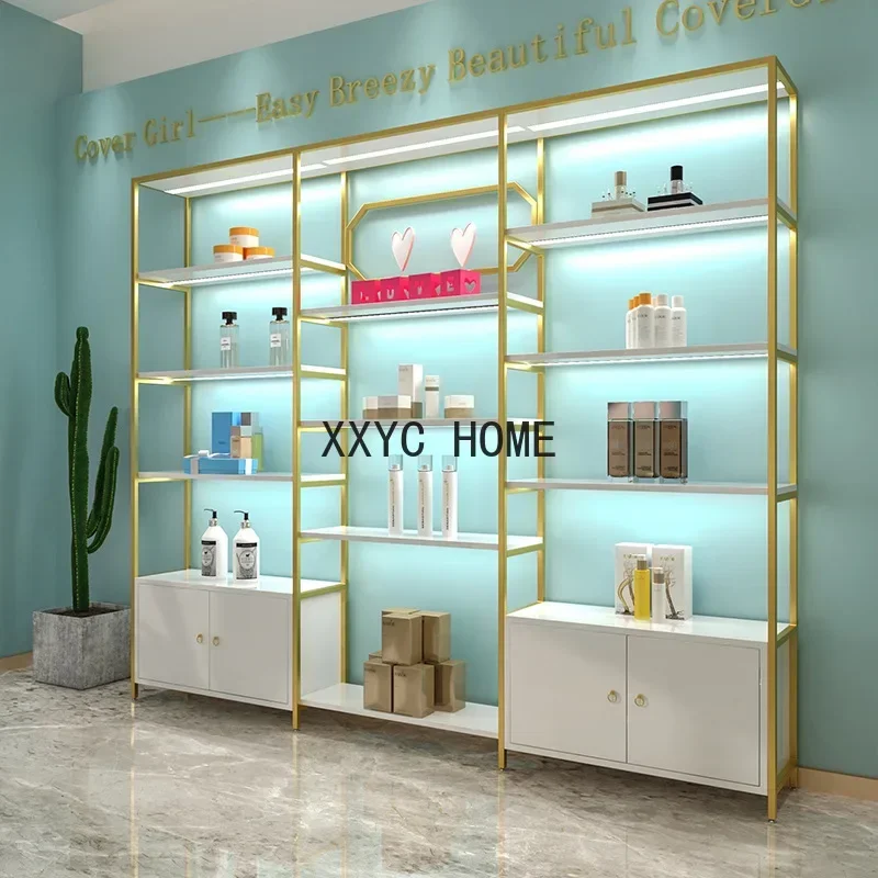 Care Products Display Cabinet with Light Cosmetics Display Stand Barber Shop