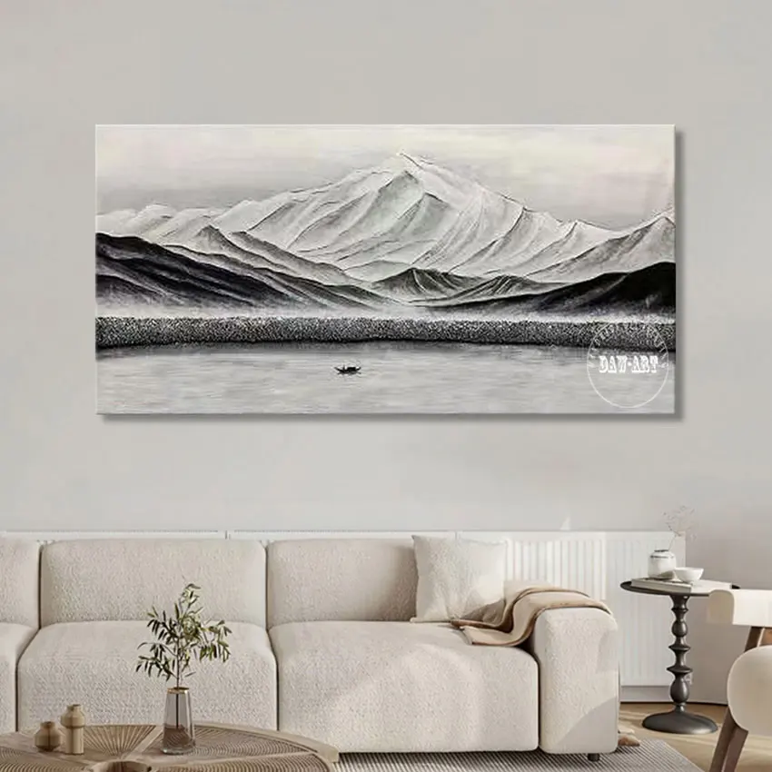 

Linen Canvas Wall Natural Scenery Painting Modern Art Picture Abstract Artwork Frameless Snow Mountain Landscape Hand Drawing