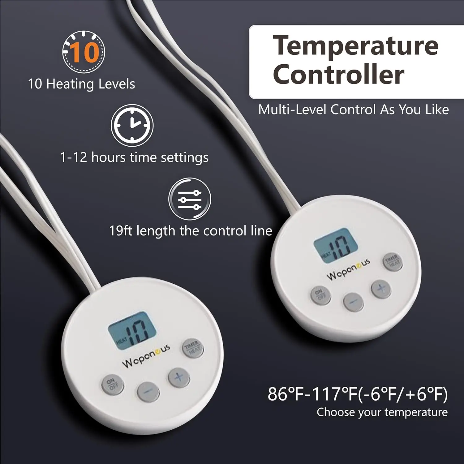 Queen Size Heated Mattress Pad with Dual Control, 10 Heat Settings, Timer & Auto Off, Machine Washable, ETL Certified