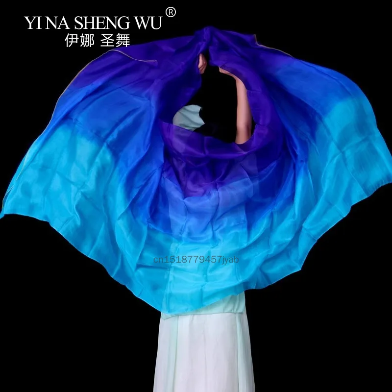 Danse du ventre foulard en soie lancer à la main dégradé couleur danse pratique Performance voile de soie personnalisé 100% vraie soie voile de danse du ventre