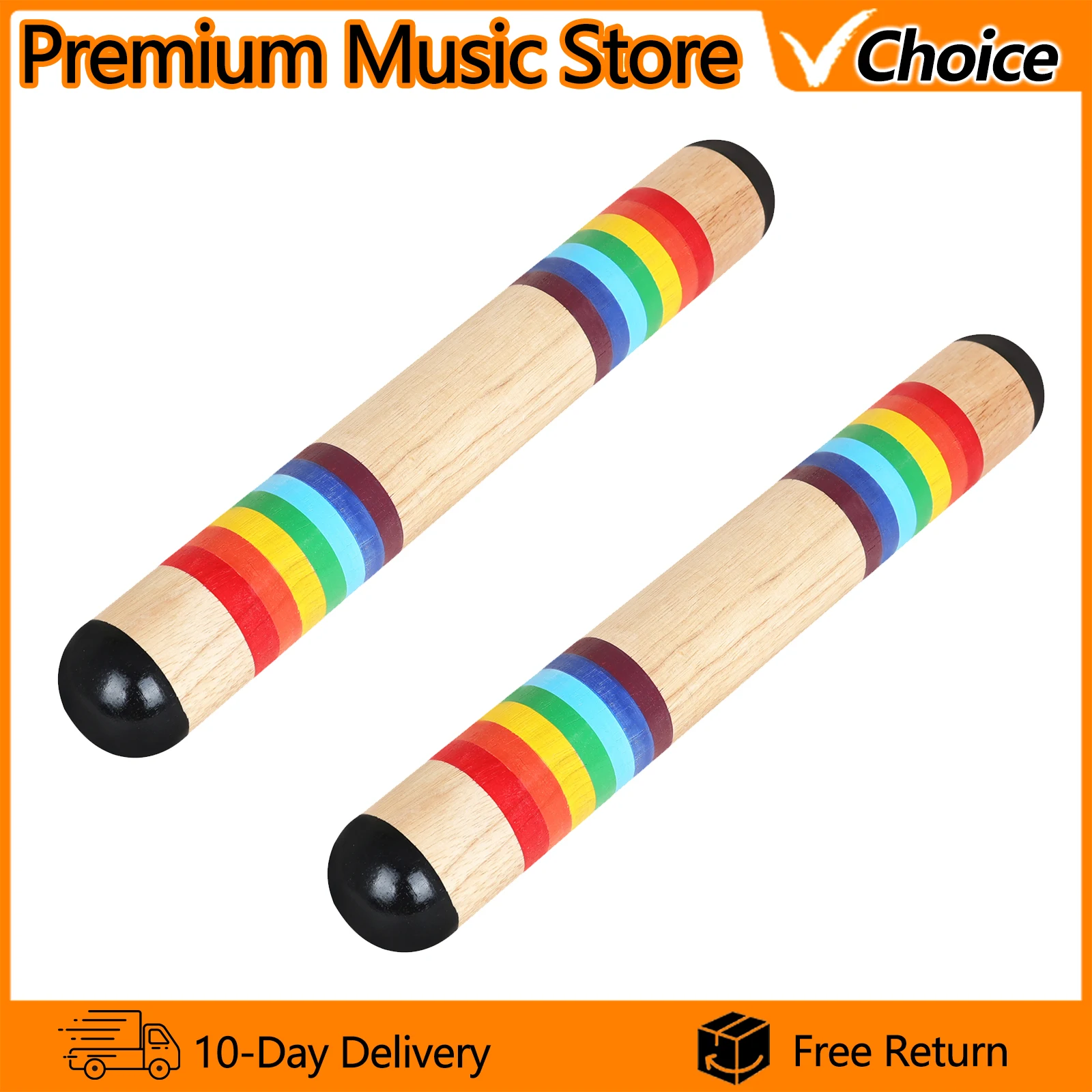 35cm Rainbow Rainstick Wooden Rainstick Percussion Rainmaker with Realistic Rainfall Sound Sensory Music for Early Education