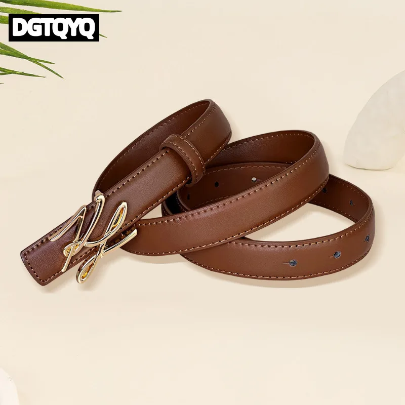 

Женский ремень DGTQYQ с пряжкой в форме буквы из сплава, из полиуретана, легко чистится, элегантный линейный дизайн, прочный, роскошный модный аксессуар