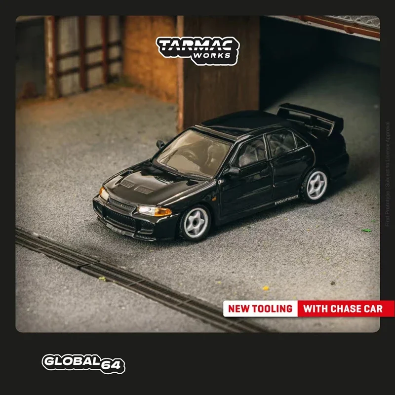 Tarmac Works 1:64 Model Car Lancer GSR Evolution III Alloy Die-Cast Vehicle -Black